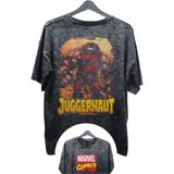 Fuddy Moda Unisex Juggernaut Baskılı Yıkamalı Tişört, Oversize Marvel Comics Baskılı Vintage T-Shirt - 2XL - Siyah