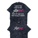 Fuddy Moda Unisex Komik Saja Boys Sırt Baskılı Yıkamalı T-Shirt, Oversize Kpop Demon Hunters Temalı Tişört - Siyah - 3XL