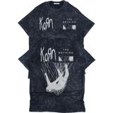 Fuddy Moda Unisex Korn The Nothing Sırt Baskılı Yıkamalı T-Shirt, Oversize Rock Band Temalı Retro Tişört - Siyah