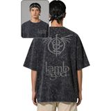 Fuddy Moda Unisex Lamb Of God Sırt Baskılı Yıkamalı Tişört, Oversize Rock Band Temalı Retro Tshirt - Siyah