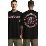 Fuddy Moda Unisex Lamb Of God Star Kol Sırt Baskılı Bisiklet Yaka Tişört, Oversize Rock Band Temalı Tshirt - Siyah - XL