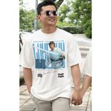 Fuddy Moda Unisex Luke Skywalker Baskılı Tişört, Oversize Star Wars Temalı T-Shirt - Beyaz - 2XL