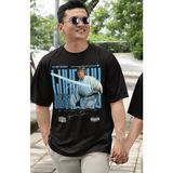 Fuddy Moda Unisex Luke Skywalker Baskılı Tişört, Oversize Star Wars Temalı T-Shirt - Siyah - 4XL