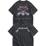 Fuddy Moda Unisex Master Of Puppets Sırt Baskılı Yıkamalı T-Shirt, Oversize Metallica Temalı Retro Tişört - Siyah - XS