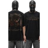 Fuddy Moda Unisex Mastodon Sırt Baskılı Bisiklet Yaka Tişört, Oversize Rock Metal Band Temalı Tshirt - Siyah - 2XL