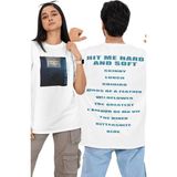 Fuddy Moda Unisex Mega Billlie Eilish Sırt Baskılı Tişört, Oversize Hit Me Hard And Soft Tracklist T-Shirt - Beyaz