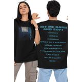 Fuddy Moda Unisex Mega Billlie Eilish Sırt Baskılı Tişört, Oversize Hit Me Hard And Soft Tracklist T-Shirt - Siyah - 4XL