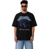 Fuddy Moda Unisex Metallica Albüm Baskılı Bisiklet Yaka Tişört, Oversize Rock Band Temalı Tshirt - Siyah - 2XL