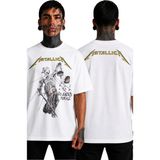 Fuddy Moda Unisex Metallica And Justice For All Ense Baskılı Tişört, Oversize Rock Band Temalı Tshirt - Beyaz - 2XL