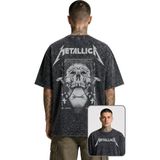 Fuddy Moda Unisex Metallica Death Magnetic Sırt Baskılı Yıkamalı Tişört, Oversize Rock Band Retro Tshirt - Siyah - 4XL