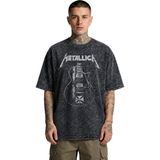 Fuddy Moda Unisex Metallica Guitar Baskılı Yıkamalı Tişört, Oversize Rock Band Temalı Vintage Tshirt - Siyah - 2XL