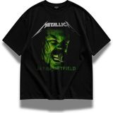 Fuddy Moda Unisex Metallica Jaymz Hetfield Baskılı Bisiklet Yaka Tişört, Oversize Rock Band Temalı Tshirt - Siyah - 2XL