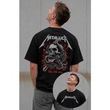 Fuddy Moda Unisex Metallica Kill' Em All Sırt Baskılı Tişört, Oversize Rock Band Temalı Bisiklet Yaka Tshirt - Siyah