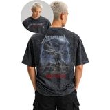 Fuddy Moda Unisex Metallica Kill'em All Sırt Baskılı Yıkamalı Tişört, Oversize Rock Band Temalı Vintage Tshirt - Siyah