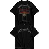 Fuddy Moda Unisex Metallica Master Of Puppets Sırt ve Detay Baskılı Tişört, Oversize Rock Band Temalı Tshirt - Siyah - XS