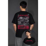 Fuddy Moda Unisex Metallica Salt Lake City Sırt Baskılı Bisiklet Yaka Tişört, Oversize Rock Band Temalı Tshirt - Siyah - XS