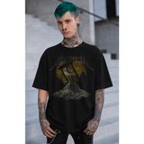 Fuddy Moda Unisex Metallica The End Of The Line Baskılı Tişört, Oversize Rock Band Temalı Bisiklet Yaka Tshirt - Siyah - 3XL
