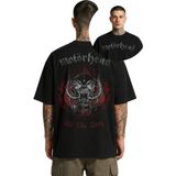 Fuddy Moda Unisex Motörhead All The Aces Sırt Baskılı Bisiklet Yaka Tişört, Oversize Rock Band Temalı Tshirt - Siyah