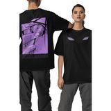 Fuddy Moda Unisex Naruto Uchiha Madara Sırt Baskılı Tişört, Oversize Ön Arka Anime Baskılı Tshirt - 3XL - Siyah