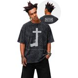 Fuddy Moda Unisex Nine Inch Nails Layer Zero Ense Baskılı Yıkamalı Tişört,oversize Rock Band Nın Temalı Tshirt - Siyah - XL