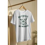 Fuddy Moda Unisex No Coffee No Workee Yazılı Tişört, Oversize Baby Yoda Temalı T-Shirt - Beyaz - 4XL