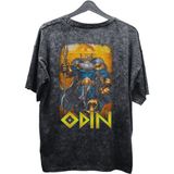 Fuddy Moda Unisex Odin Baskılı Yıkamalı Tişört, Oversize Marvel Comics Baskılı Vintage T-Shirt - 4XL - Siyah