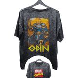 Fuddy Moda Unisex Odin Baskılı Yıkamalı Tişört, Oversize Marvel Comics Baskılı Vintage T-Shirt - Siyah