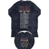 Fuddy Moda Unisex Oversize Ac Dc Pwr Up Tour 2025 Sırt Baskılı Yıkamalı Rock Band Retro T-Shirt - Siyah - XS