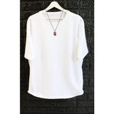 Fuddy Moda Unisex Oversize Basic Siyah-Beyaz Tişört, Geniş Kalıp Baskısız Düz T-Shirt - 2XL