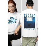 Fuddy Moda Unisex Oversize Hit Me Hard And Soft Yazılı Billie Eilish Sırt Baskılı Tişört - 4XL - Beyaz