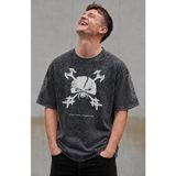 Fuddy Moda Unisex Oversize Iron Maiden The Final Frontier Kol Baskılı Yıkamalı Rock Band Tişört - Siyah - XL