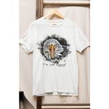 Fuddy Moda Unisex Oversize Kartal Baskılı T-Shirt I'm Not Angry Yazılı T-Shirt - Beyaz - 3XL