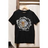 Fuddy Moda Unisex Oversize Kartal Baskılı T-Shirt I'm Not Angry Yazılı T-Shirt - Siyah - XS