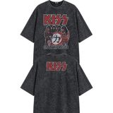 Fuddy Moda Unisex Oversize Kiss Crazy Nights 88 Ense Baskılı Yıkamalı Rock Band Tişört - Siyah - XS