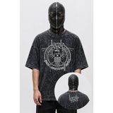 Fuddy Moda Unisex Oversize Lamb Of God Pure American Metal Ense Baskılı Yıkamalı Rock Band Tişört - Siyah - 2XL