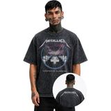 Fuddy Moda Unisex Oversize Metallica Master Of Puppets Ense Baskılı Yıkamalı Rock Band Tişört - Siyah