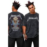 Fuddy Moda Unisex Oversize Metallica Soon You'll Please Their Appetite Sırt Baskılı Yıkamalı Retro Tişört - Siyah - 3XL