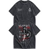 Fuddy Moda Unisex Oversize Michael Jackson The King Sırt Baskılı Yıkamalı Retro Tişört - Siyah - 2XL
