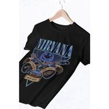 Fuddy Moda Unisex Oversize Nirvana Baskılı Tişört, Rock Metal Temalı T-Shirt - Siyah