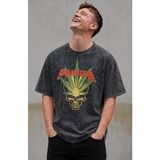 Fuddy Moda Unisex Oversize Pantera Baskılı Yıkamalı Rock Band Temalı Tişört - Siyah - XS