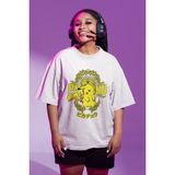 Fuddy Moda Unisex Oversize Pikachu Baskılı T-Shirt Erkek-Kadın Pokemon Baskılı T-Shirt - Beyaz