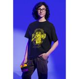 Fuddy Moda Unisex Oversize Pikachu Baskılı T-Shirt Erkek-Kadın Pokemon Baskılı T-Shirt - Siyah - 3XL
