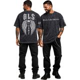 Fuddy Moda Unisex Oversize Rock Band Black Label Society Sdmf Kol ve Sırt Baskılı Yıkamalı Tişört - Siyah - 3XL