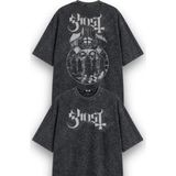 Fuddy Moda Unisex Oversize Rock Band Ghost Sırt Baskılı Yıkamalı Retro Tişört - Siyah