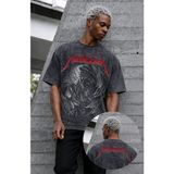 Fuddy Moda Unisex Oversize Rock Band Metallica Nixon Ense Baskılı Yıkamalı Tişört - Siyah - 4XL