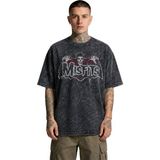 Fuddy Moda Unisex Oversize Rock Band Misfits Baskılı Yıkamalı Tişört - Siyah - XS