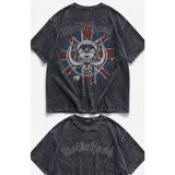 Fuddy Moda Unisex Oversize Rock Band Motörhead Flag Sırt Baskılı Yıkamalı Tişört - Siyah - 3XL