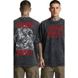 Fuddy Moda Unisex Oversize Rock Band Napalm Death Sırt Baskılı Yıkamalı Tişört - Siyah - 2XL