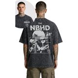 Fuddy Moda Unisex Oversize Rock Band The Neighbourhood Nbhd Sırt Baskılı Yıkamalı Retro Tişört - Siyah - 2XL