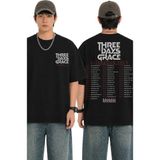 Fuddy Moda Unisex Oversize Rock Band Three Days Grace Sırt Baskılı Bisiklet Yaka Tişört - Siyah - 3XL